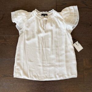 Nordstrom White Ruffle Sleeve Blouse
